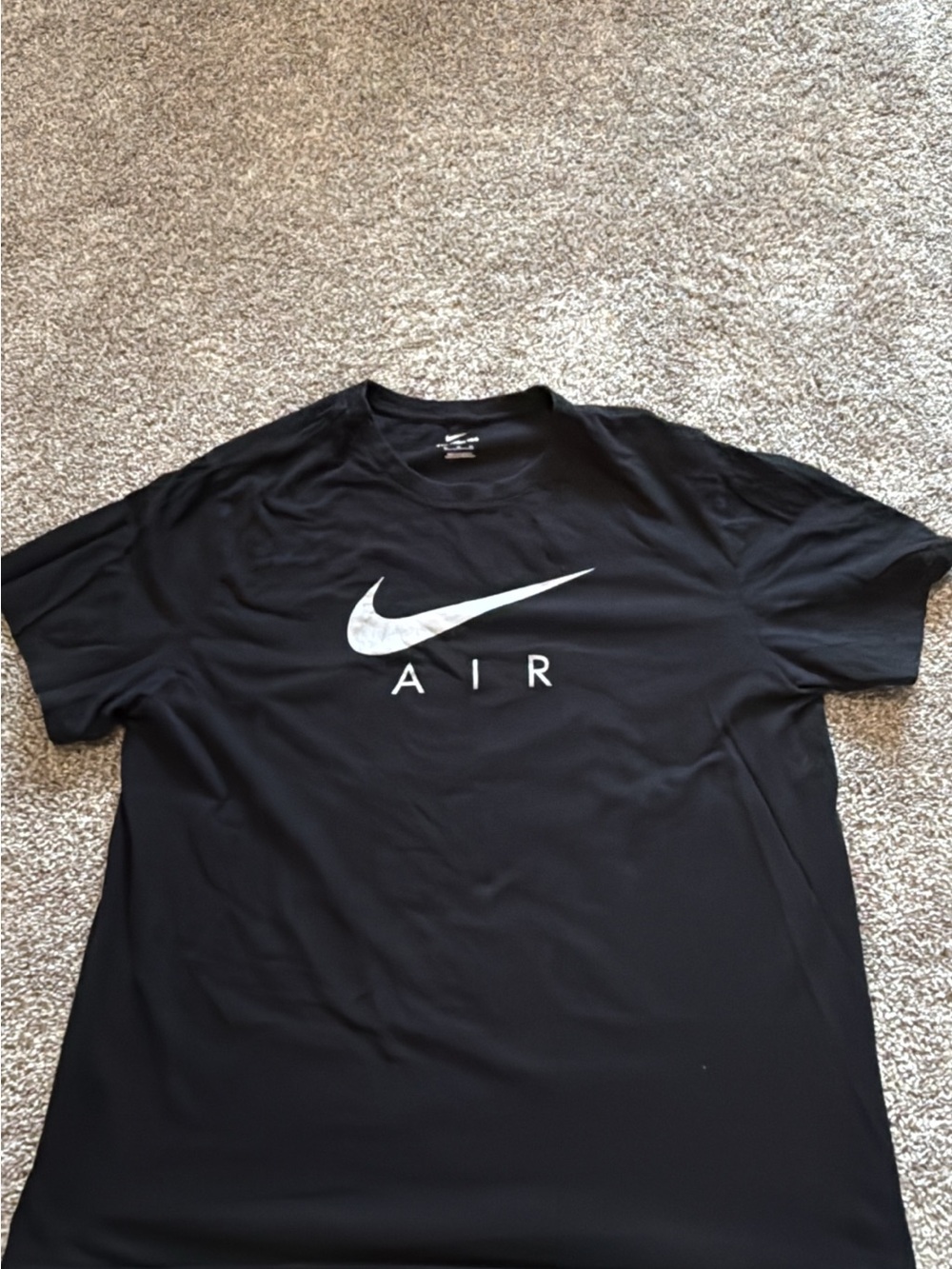 Nike Black Short Sleeve AIR Logo Tee with White Swoosh